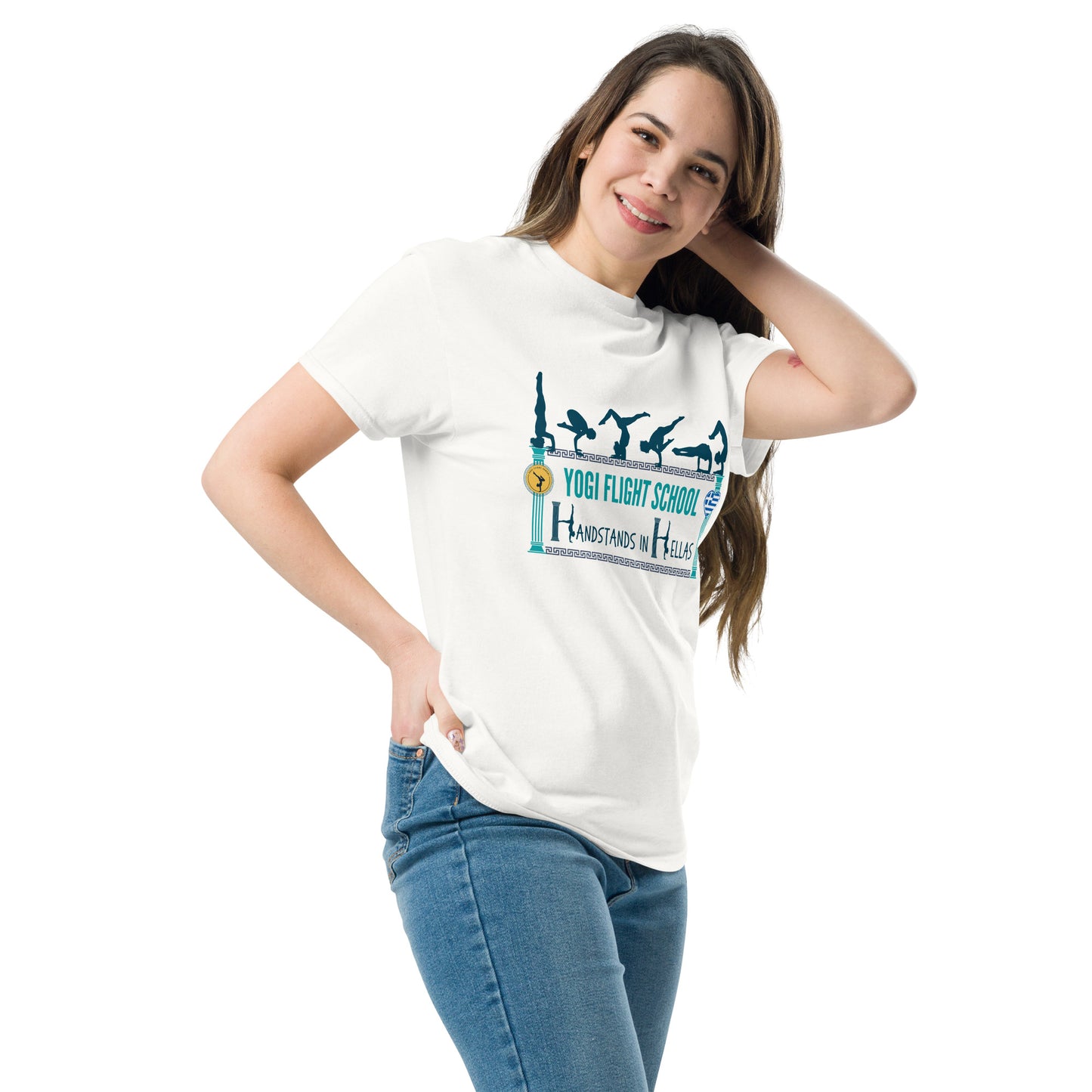 Handstands in Hellas: Unisex classic tee (White)