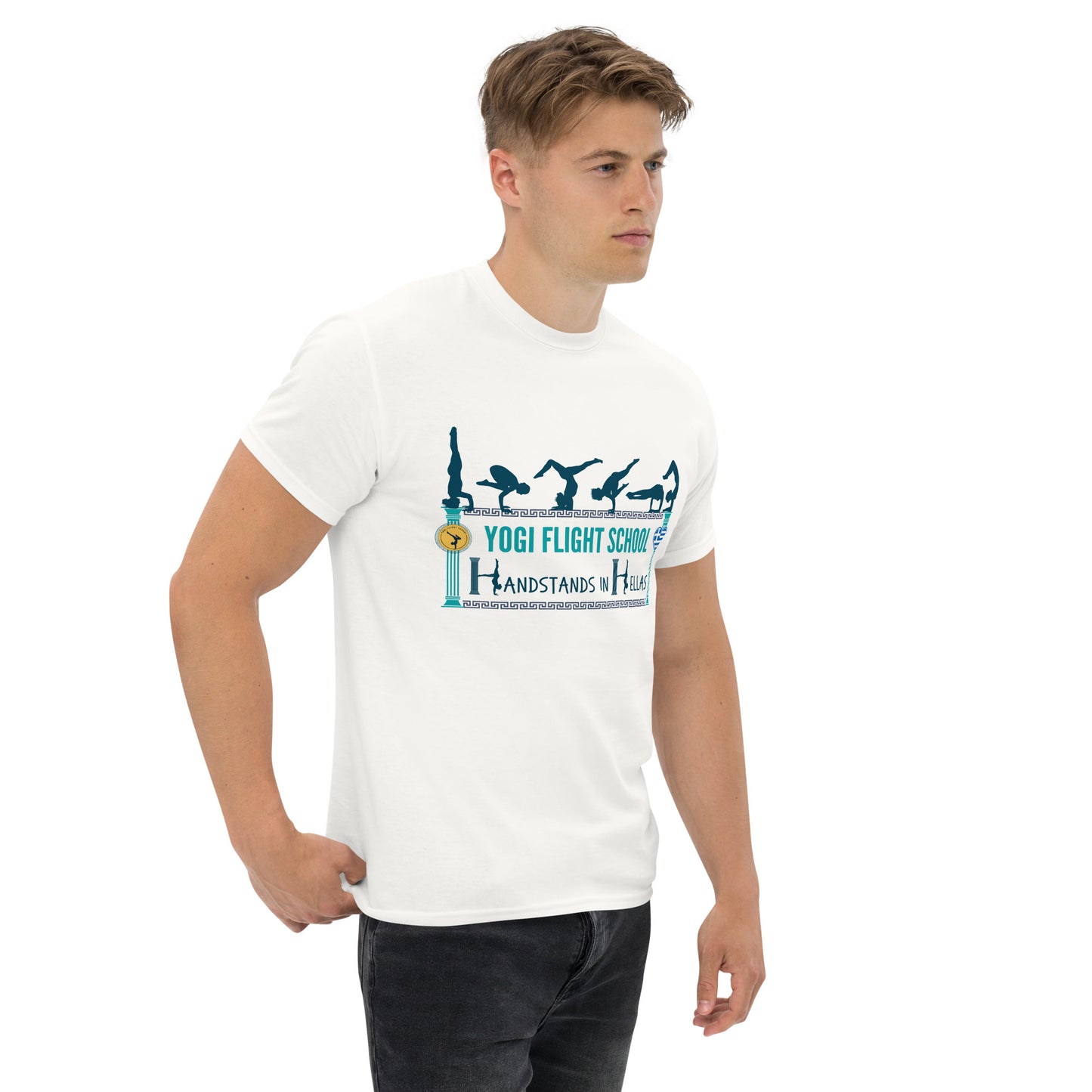 Handstands in Hellas: Unisex classic tee (White)