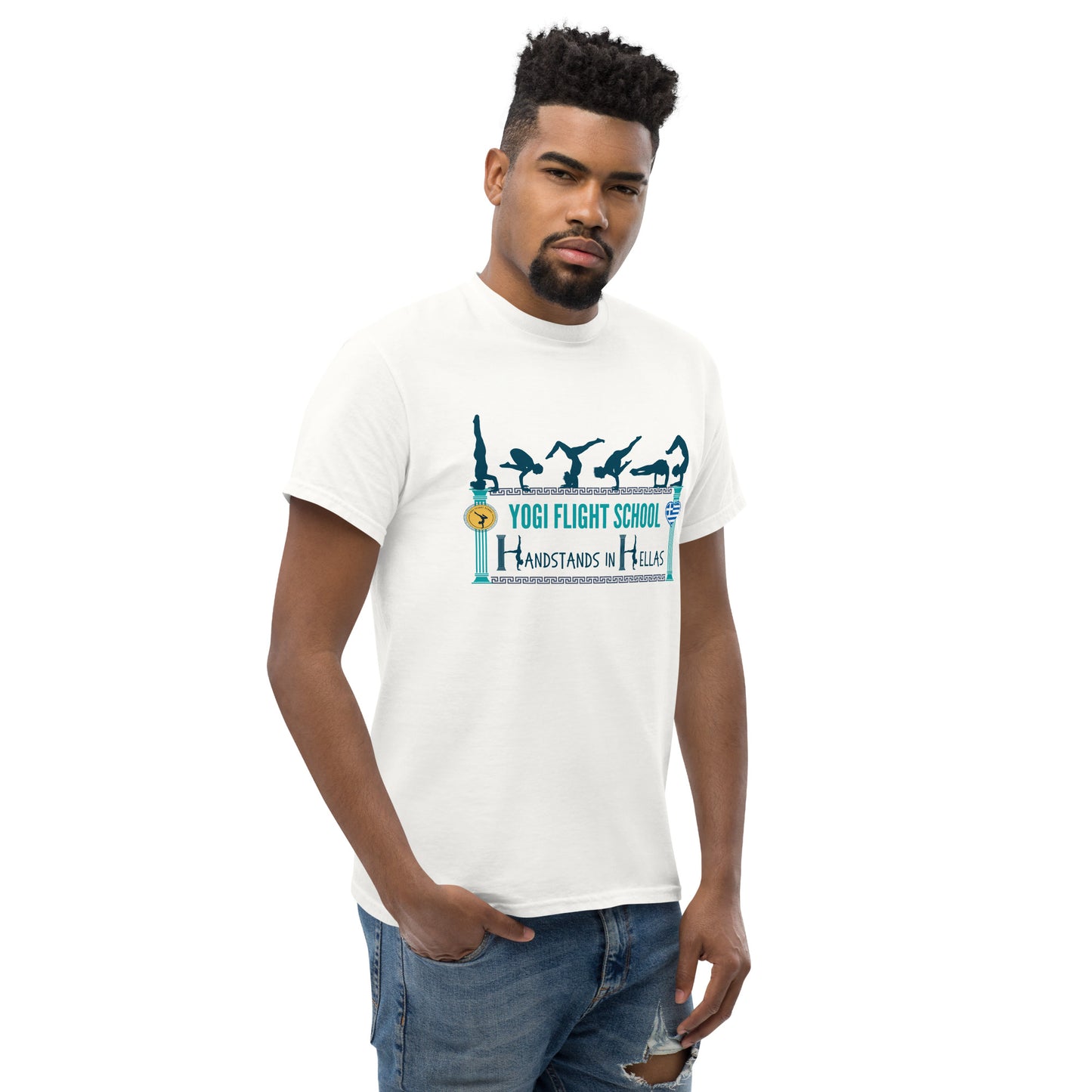 Handstands in Hellas: Unisex classic tee (White)