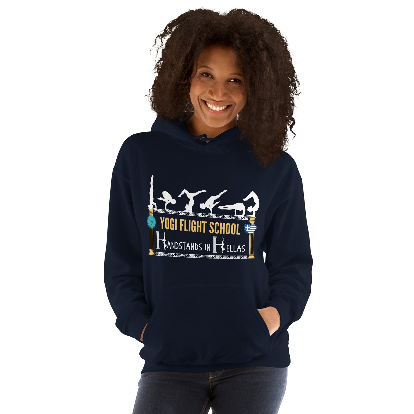 Handstands in Hellas: Unisex Hoodie (Navy)