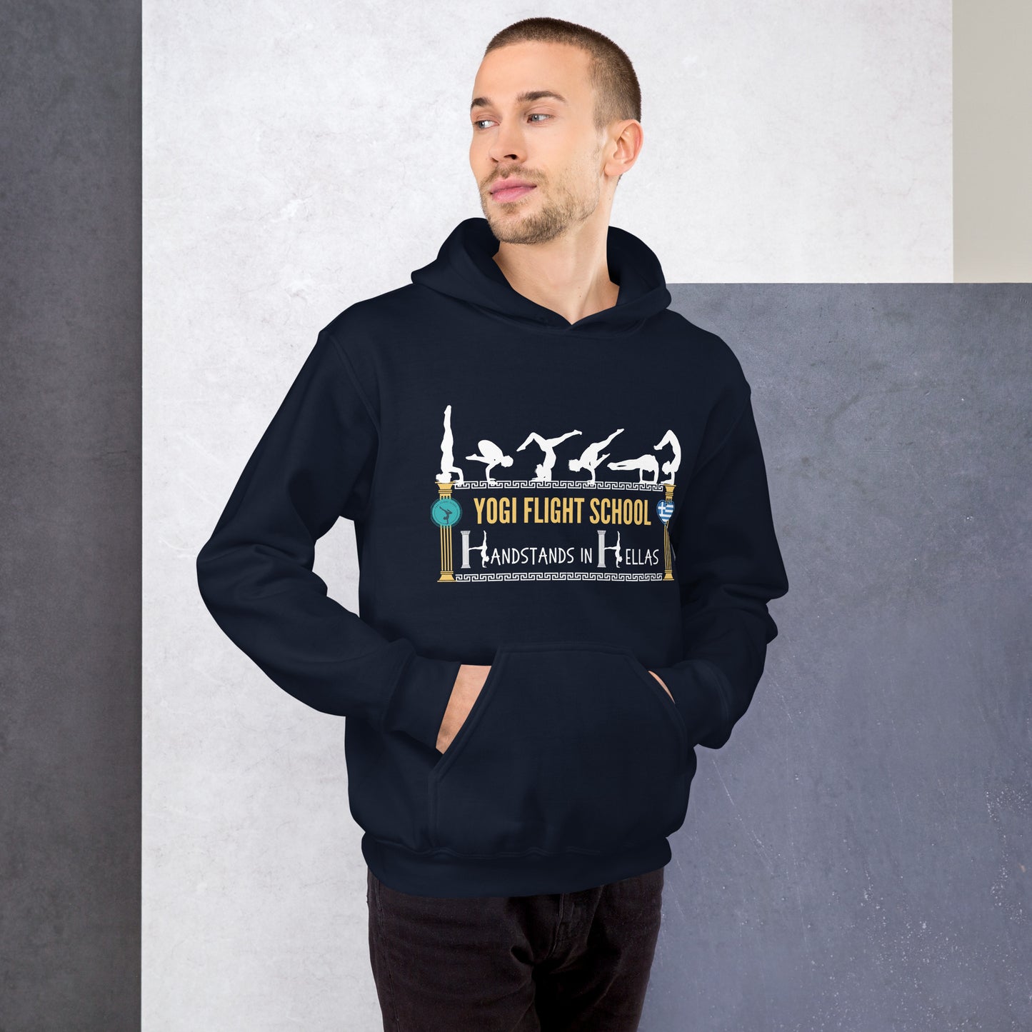 Handstands in Hellas: Unisex Hoodie (Navy)