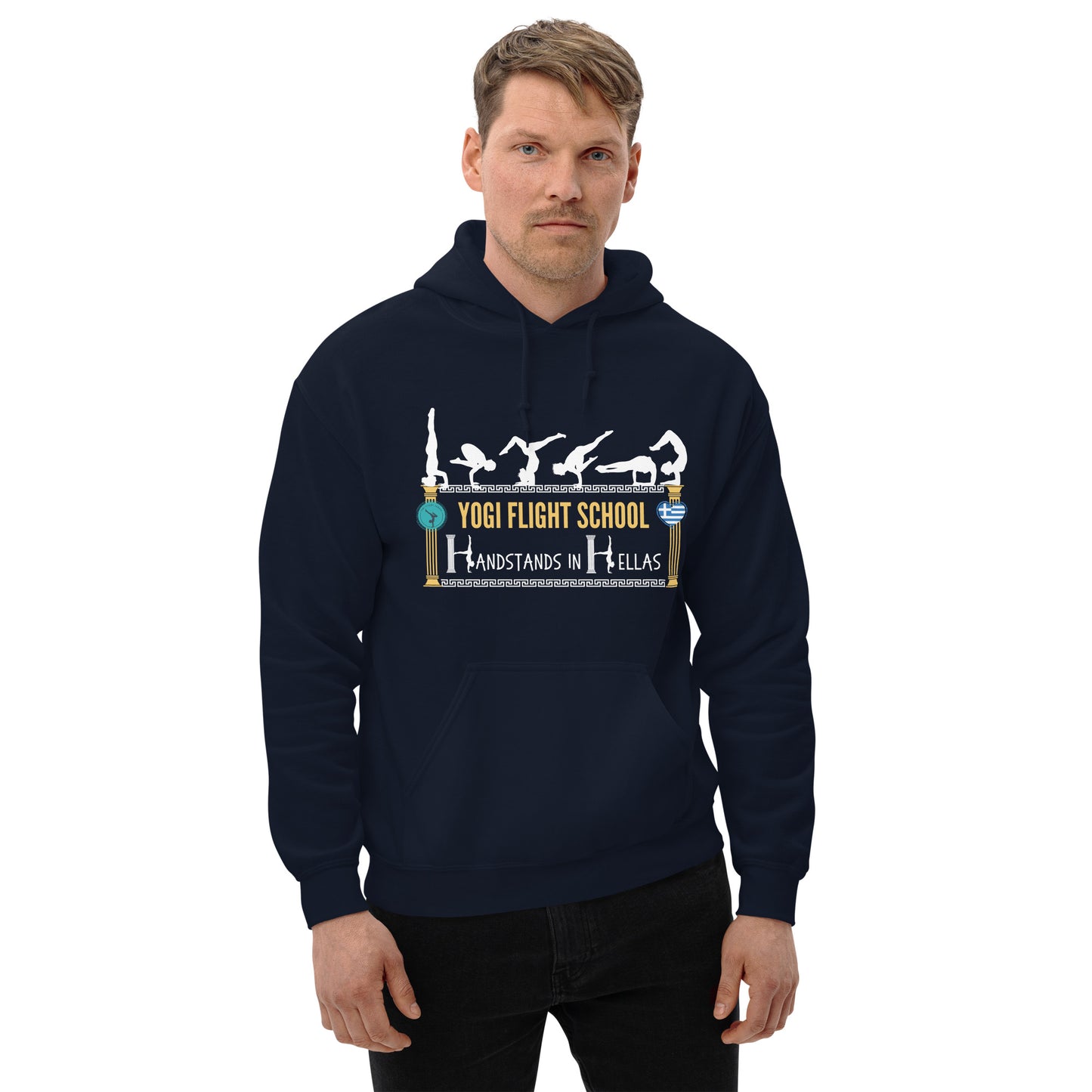 Handstands in Hellas: Unisex Hoodie (Navy)